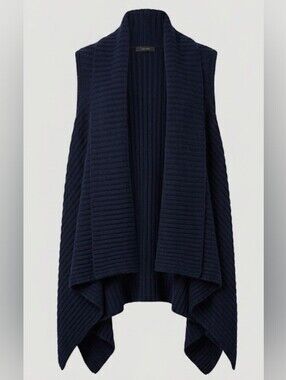 The Row - 100% Lambswool Navy Blue Sweater Vest Designer Luxury Minimalist